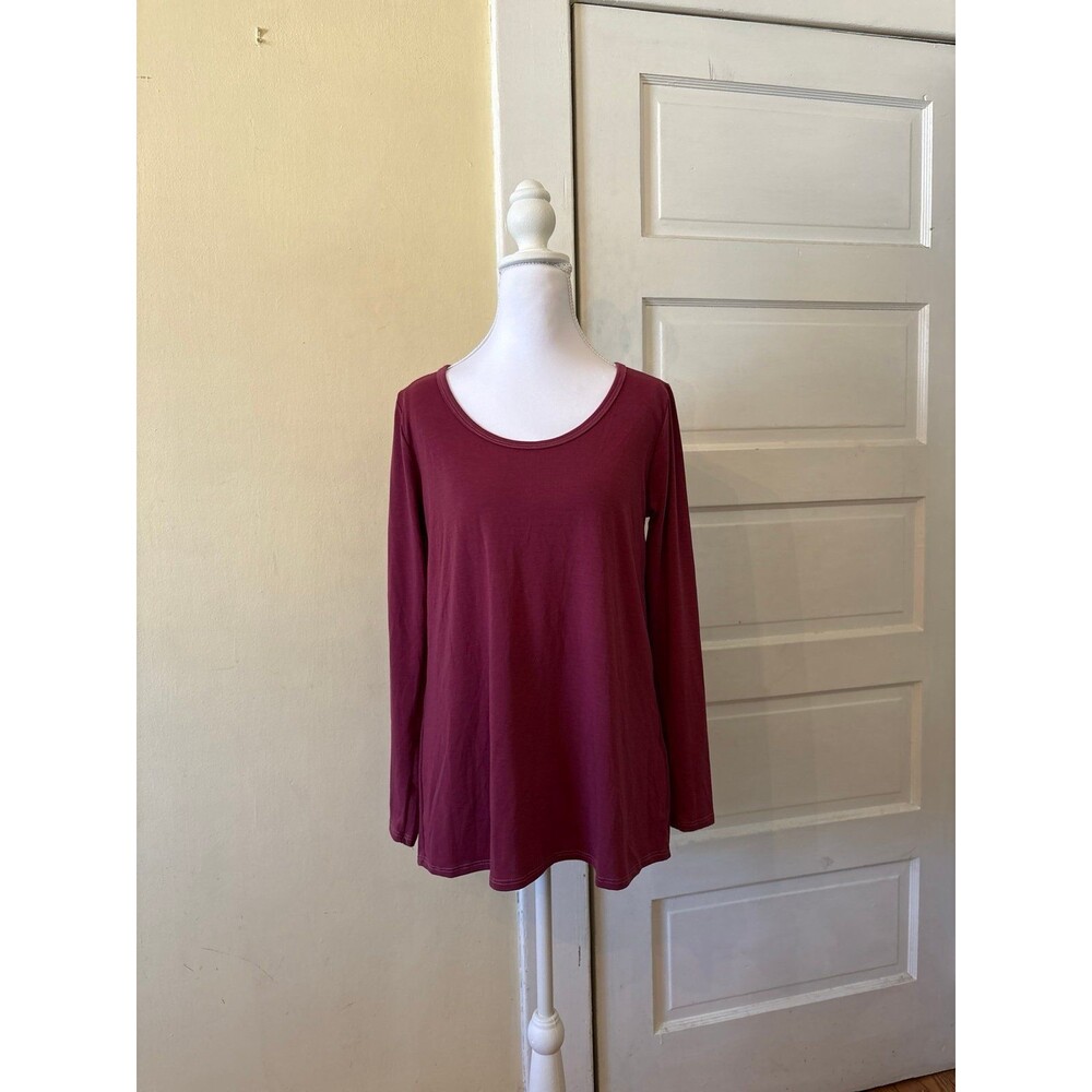 Women's long sleeve pink purple shirt scoopneck whimsical cottage core nwot
